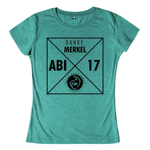 schrift "Danke Merkel ABI 17" in einem Dreieck, unten Logo der Sophie-Barat-Schule Hamburg.