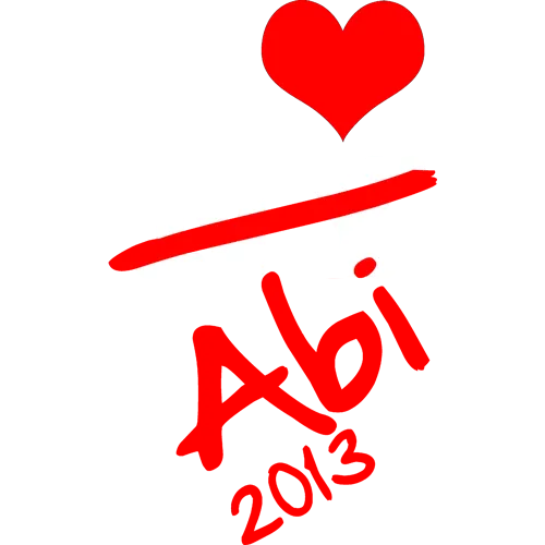 Graues T-Shirt mit "I NY" Logo, Übermalung 'Abi 2013' in Rot.