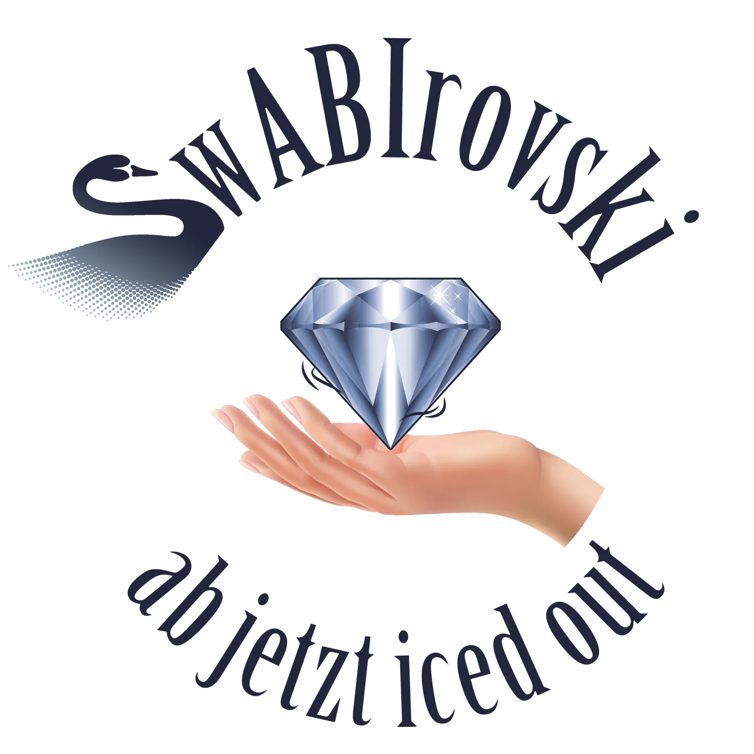 hand_holding_diamond_icon Eine Hand hält einen funkelnden Diamanten, umgeben von einem blauen Kreis mit Text.