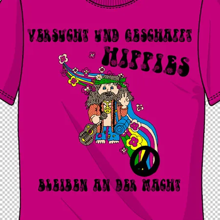 rosa_hippie_t_shirt_design Versucht und geschafft - Hippies bleiben an der Macht design
