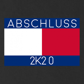 Quadrat mit blauem oberem Teil, darum weiß und rot mit 'ABSCHLUSS' und '2K20' in Weiß.