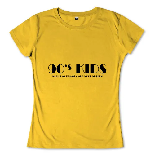 Textgrafik mit "90's KIDS" und darunter "NACH UNS KOMMEN NUR NOCH NULLN" in schwarzen Buchstaben.
