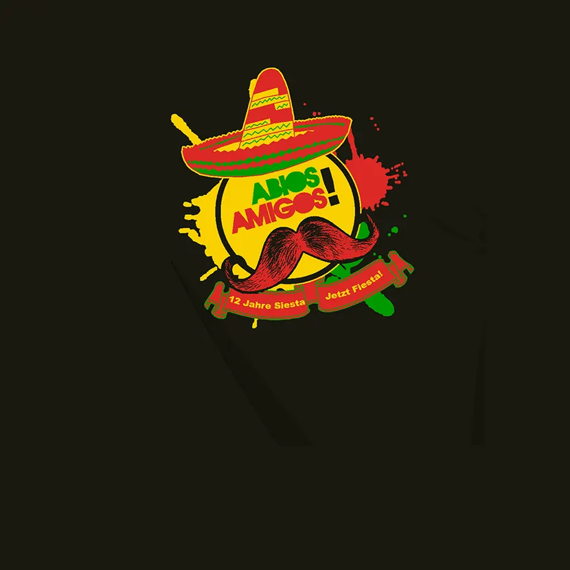 grafik_mit_sombrero_und_schnurrbart Abios Amigos 12 Jahre Siesta, jetzt Fiesta! (grün, gelb, rot) design