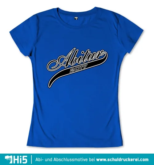 Weißes "Abitur 2017" Schriftlogo auf blauem Hintergrund.