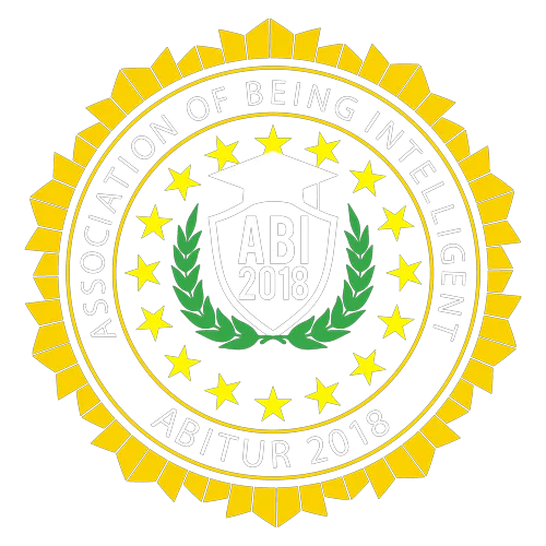 Logo der "Association of Being Intelligent ABI 2018" mit Lorbeerblättern und Sternen auf schwarzem Hintergrund