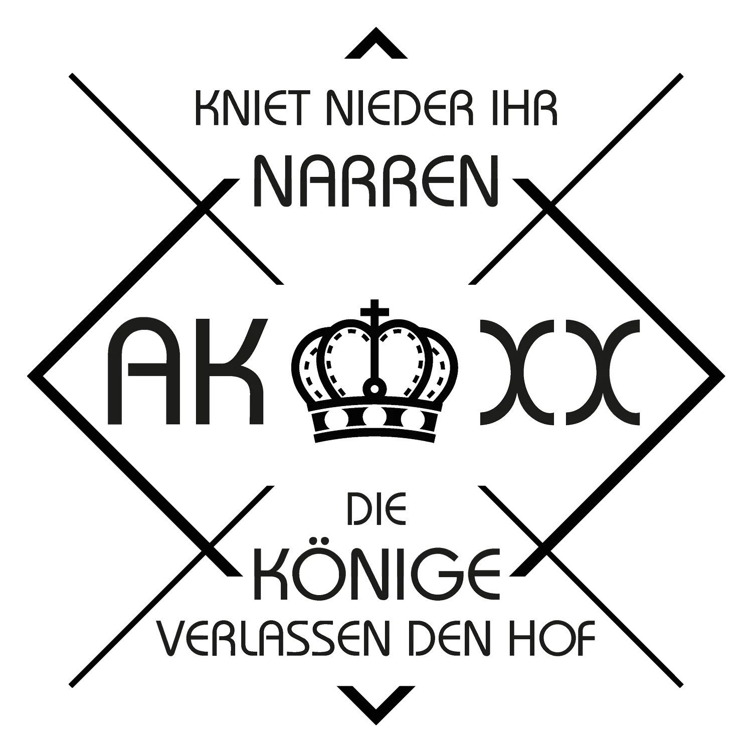 schwarzweiss_kronen_und_text Kniet nieder 3 design