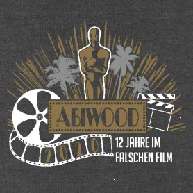 Silhouetten von Filmrolle, Klappe und Oscar-Standfigur auf braunem Hintergrund.
