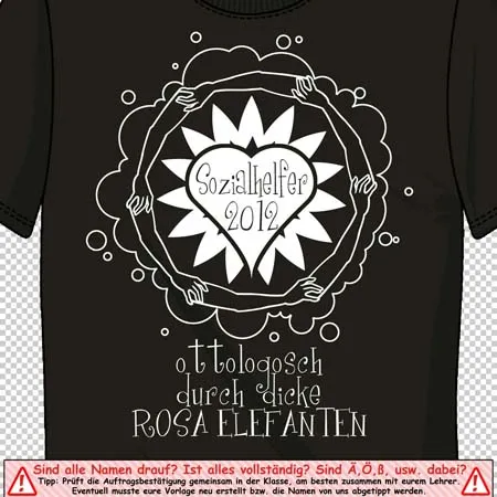 schwarzes_t_shirt_mit_weissem_design_und_text ottologisch durch dicke rosa Elefanten design