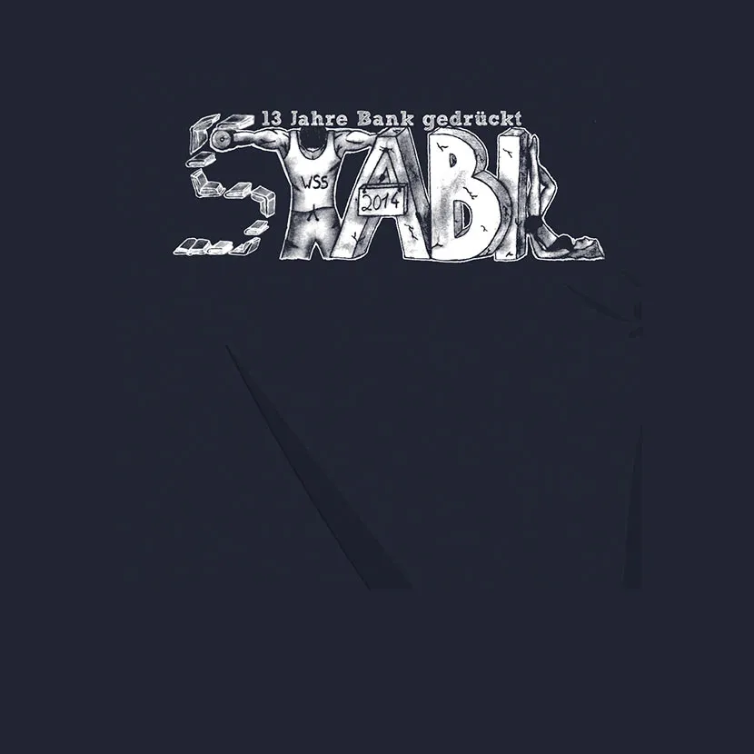 grafisches_T_Shirt_Design_2014 Stabil 13 Jahre Bank druecken design