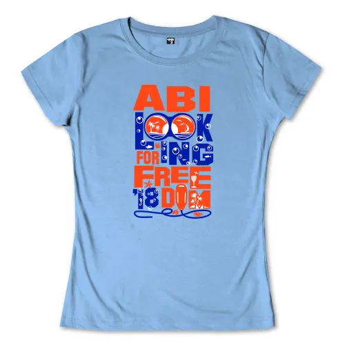 Grafisches Design "ABI 2009 FOR FREEDOM" in Weiß und Orange auf blauem Hintergrund.