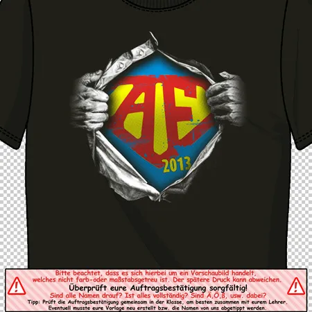 person_zeigt_superhelden_logo_auf_shirt AF 2013 design