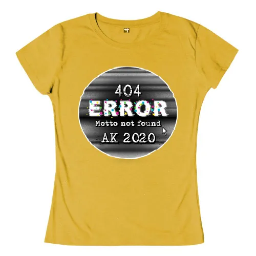 404-Fehlermeldung in bunten Pixeln mit dem Text „Motto not found“, Datumsangabe „AK 2020“.