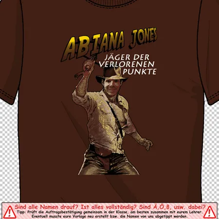 t-shirt_design_abtana_jones Abiana Jones - jäger der verlorenen Punkte! design