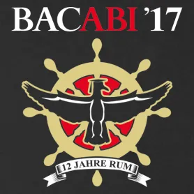 Emblem mit Anker, Flügeln und Rad, mit Text "BACABI '17" und "12 Jahre Rum".