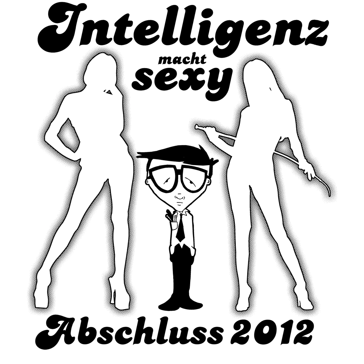 Drei schemenhafte männliche Figuren in Bewegung, gestaltet in Glitch-Kunst-Stil.