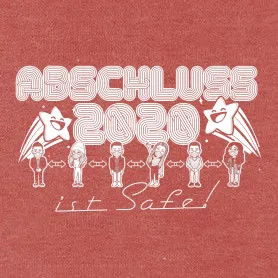 Silhouette von fünf Personen mit graduierten Hüten und der Text "ABSCHLUSS 2023 ist Safe!"