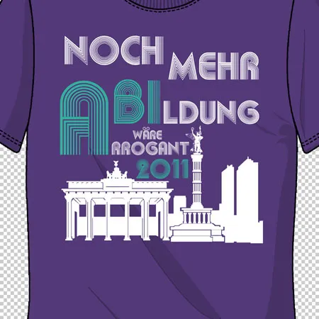 lila_tshirt_mit_berliner_wahrzeichen_text noch mehr BIldung wäre Arrogant design