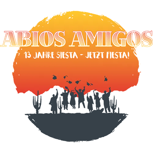 Digital-Logo von 'Rios Amigos' mit Silhouette von Vögeln und Bergen.