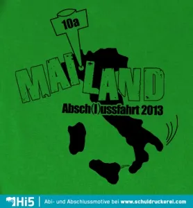 gruenes_shirt_mailand_abschlussfahrt_2013 - Landkarte mit Pfeil design