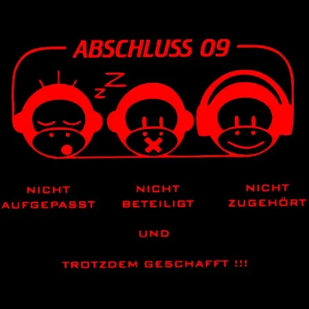 Drei rote Smiley-Gesichter auf schwarzem Hintergrund, Texte betonen Leistung trotz Unaufmerksamkeit.