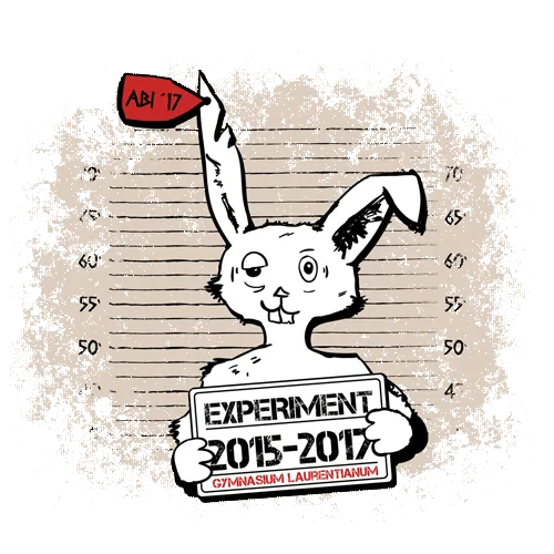 Zeichnung eines Hasen mit Schild "Experiment 2015-2017", Hintergrund zeigt Messskala.