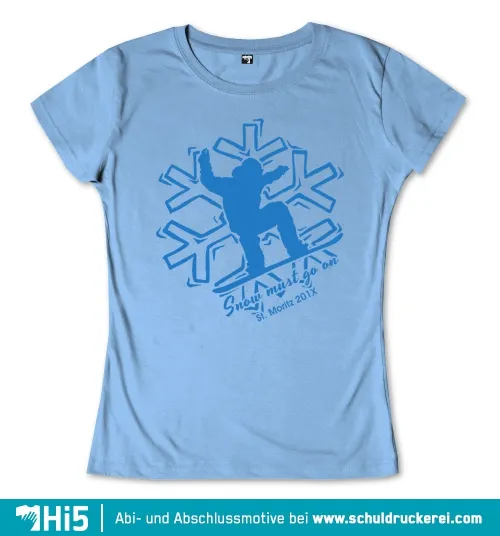 Silhouette eines Snowboarders mit dynamischer Pose auf Schneeflockenhintergrund.