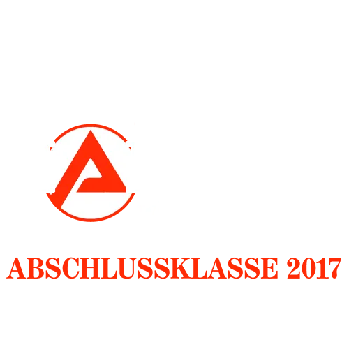 Schwarzer Hintergrund mit Text ''Der SCHULE entronnen HARTZ IV wir kommen! ABSCHLUSSKLASSE 2017'' und einem roten Logo.