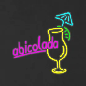 neon_cocktail_sign Neonleuchtschild in Form eines Cocktails mit Schirm und Schriftzug 'abicola'