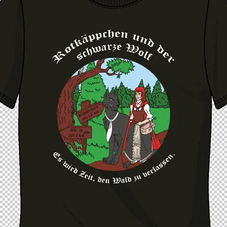 rotkaeppchen_shirt_design Rotkäppchen und der schwarze Wolf - Es wird Zeit den Wald zu verlassen design