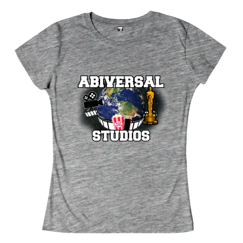 Globus mit Filmrolle, Oscar-Statue, Popcorn und Cola, Text "ABIVERSAL STUDIOS"