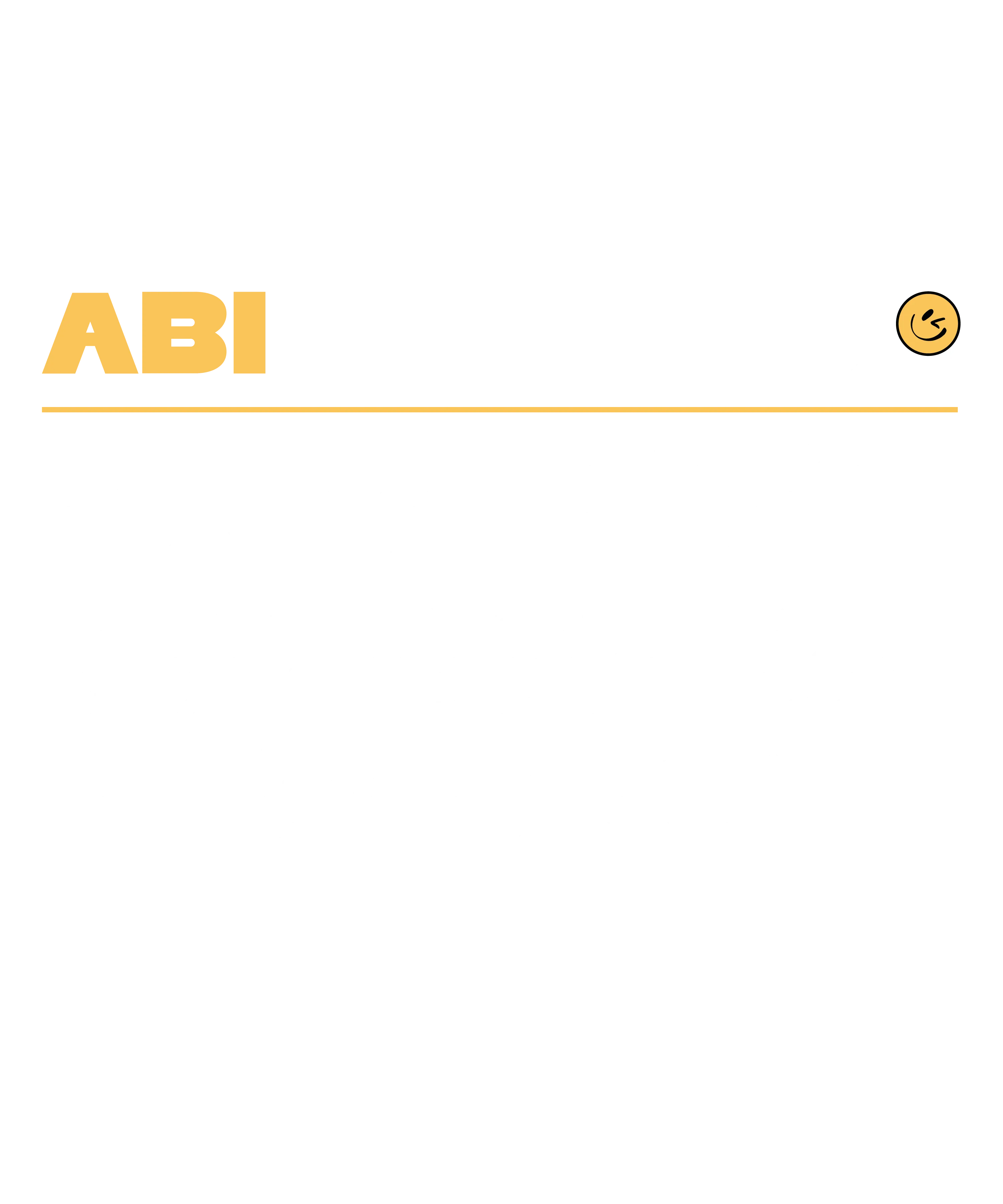 Schwarzgrund mit grossem Schriftzug ABICETAMOL in Orange und Weiss mit Smiley darauffolgende Linie und darunter mehrere Vornamen Mustermann