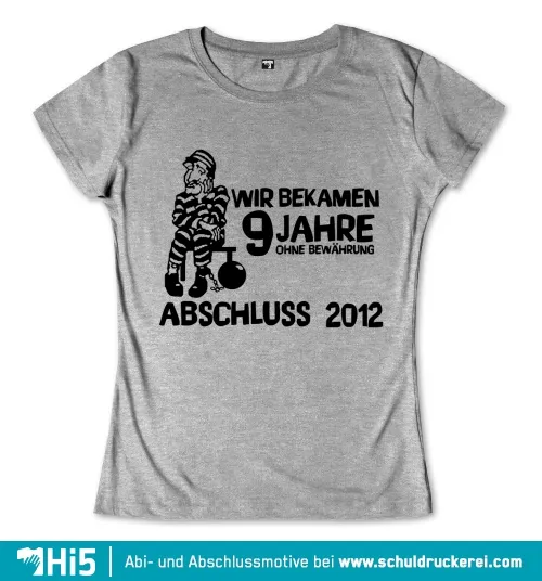 Illustration eines sitzenden Gefangenen neben dem Text "Wir bekamen 9 Jahre ohne Bewährung Abschluss 2012".