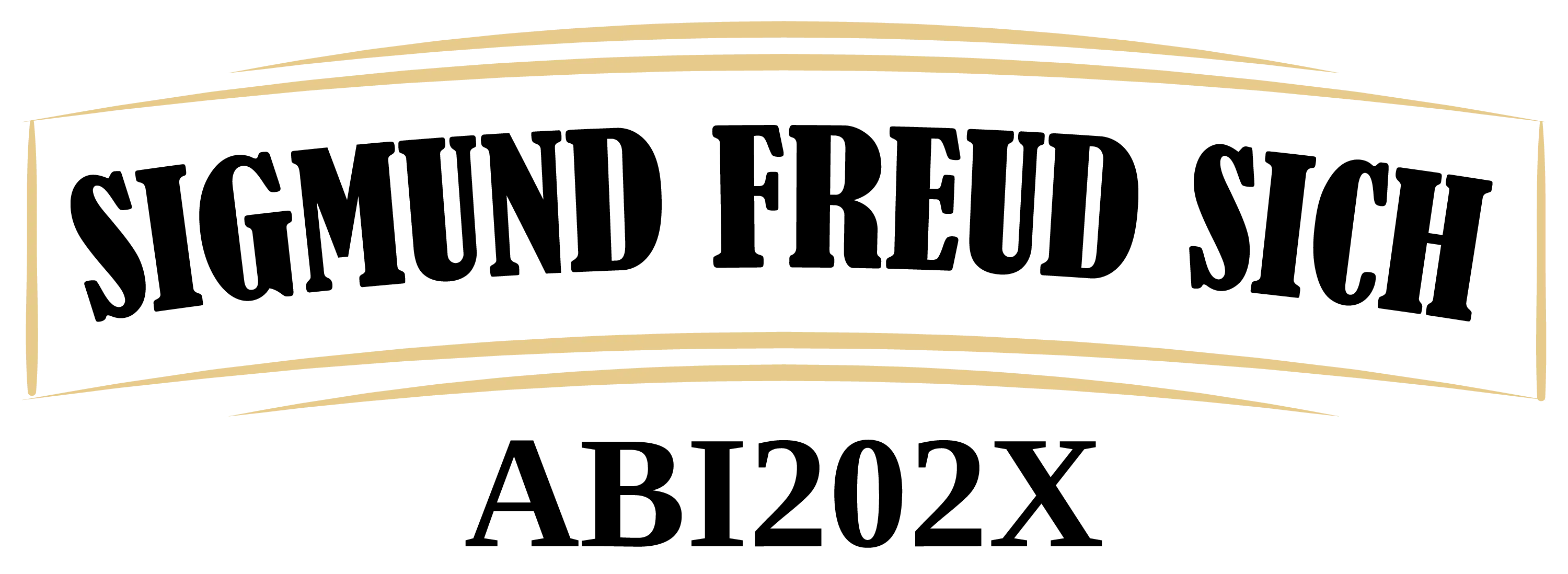 Schwarzer Hintergrund mit goldenen Linien die einen länglichen sechseckigen Rahmen bilden samt drei parallelen gebogenen Linien darüber und darunter