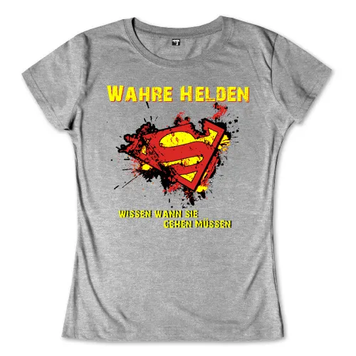 Grafik mit Superman-Symbol in Rot, Gelb & Schwarz, Text "Wahre Helden wissen wann sie gehen müssen".
