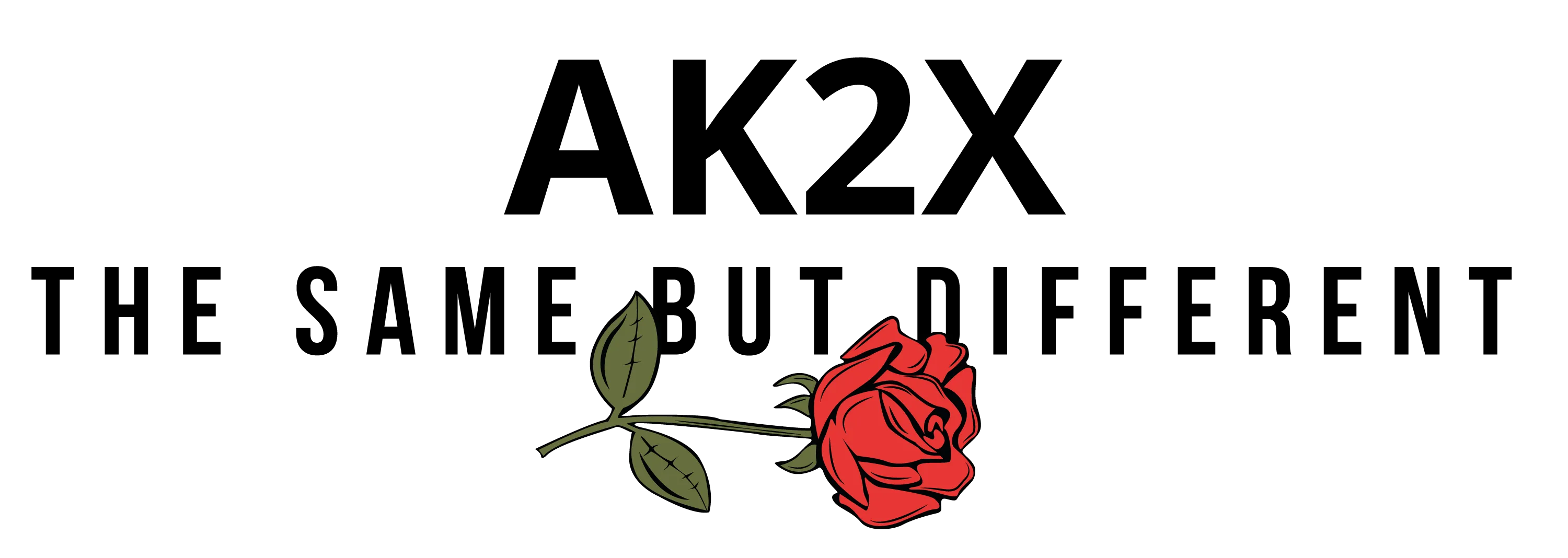 Eine rote Rosenbluete an gruener Stiel mit drei Blaettern auf schwarzem Hintergrund