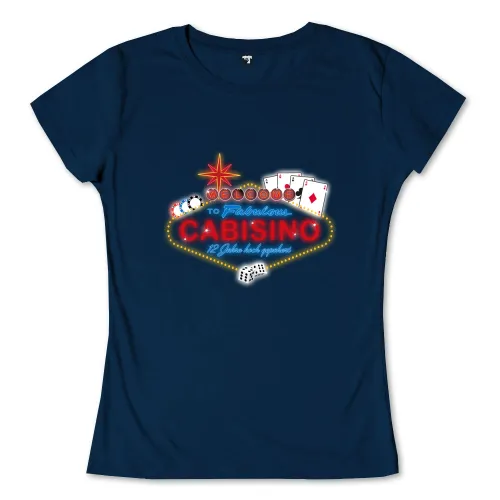 Grafisches Logo mit Text "Welcome to Fabulous Cabisino", umgeben von Spielkarten, Würfel und Casinochips.