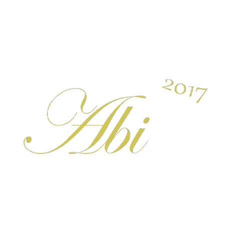 Goldene, geschwungene Schrift "Abi" neben der Jahreszahl "2017" auf weißem Hintergrund.