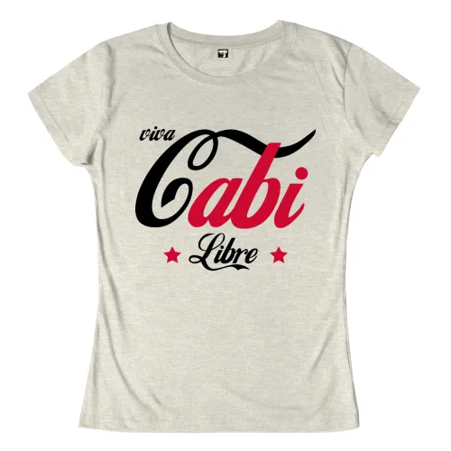 Schwarze und rote Schrift auf grauem Hintergrund mit Text 'Viva Cabi Libre' und zwei Sternen.