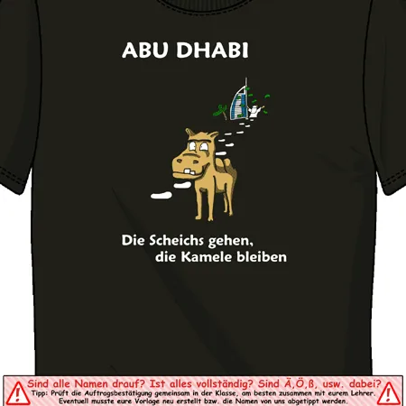 abu_dhabi_t_shirt_design Abu DhABI -  die Scheichs gehen, die Kamele bleiben! design
