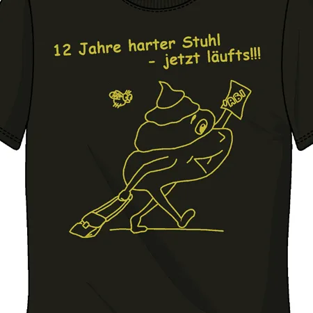 schwarzes_tshirt_mit_kreativem_design 12 Jahre wars hart jetzt laeufts design