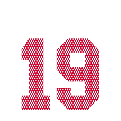 Symbol der Zahl 18 in roter Farbe mit ausgefransten Rändern.