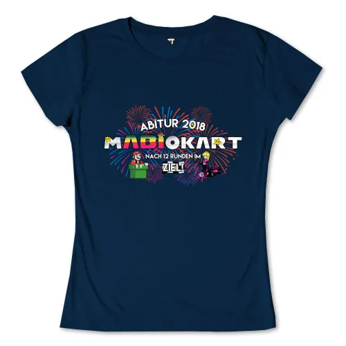 Grafik mit "Abitur 2018", Mario und Prinzessin Peach in Karts, Feuerwerk im Hintergrund.