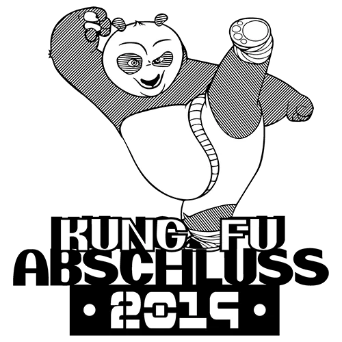 Abbildung eines Pandas in Kung-Fu-Pose mit der Aufschrift "KUNG FU 2017" unten.