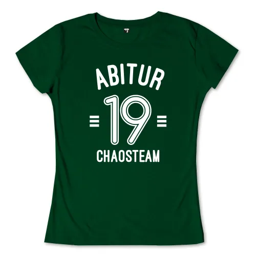 Schwarzer Text "ABITUR", "19" und "CHAOSTEAM" auf weißem Hintergrund.