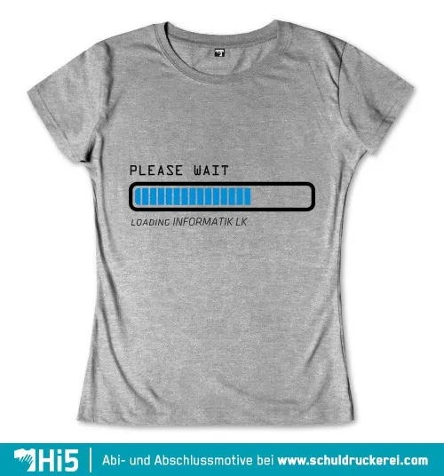 Grauer Hintergrund mit Ladebalken und Text "PLEASE WAIT LOADING INFORMATIK LK"