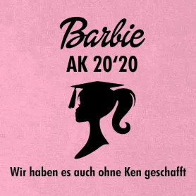Silhouette einer graduierenden Frau mit Text "Barbie AK 20'20 - Wir haben es auch ohne Ken geschafft".