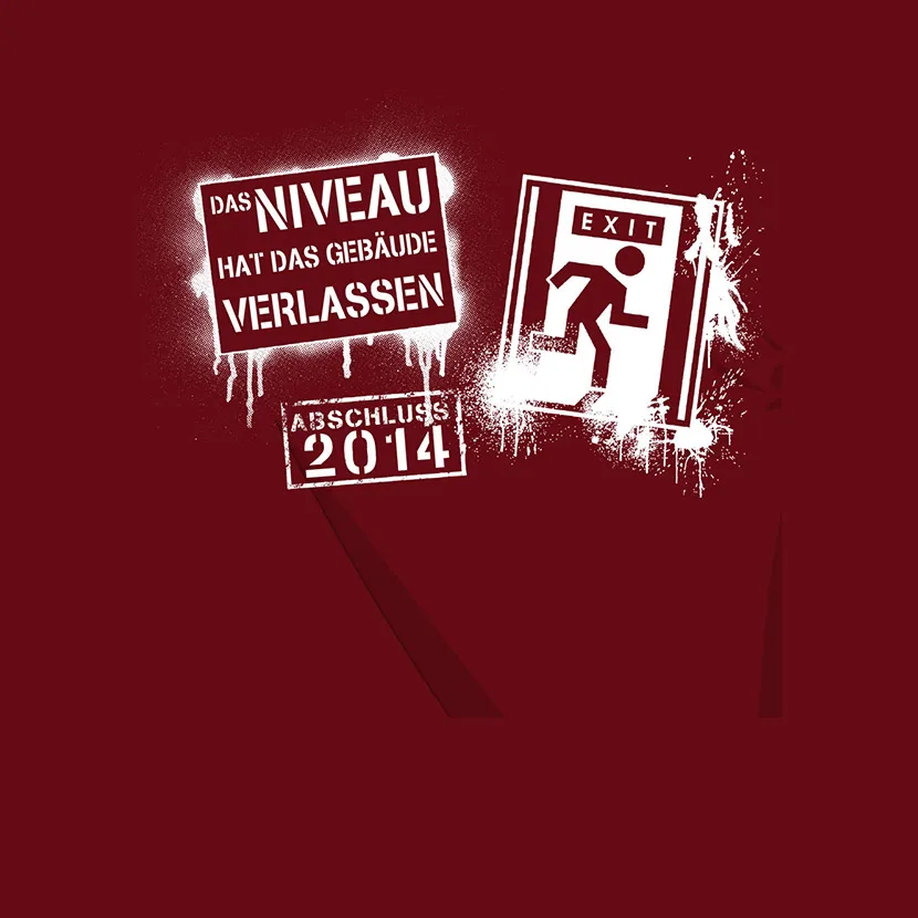 abschluss_2014_humorvolles_design Das Niveau hat das Gebaeude verlassen design