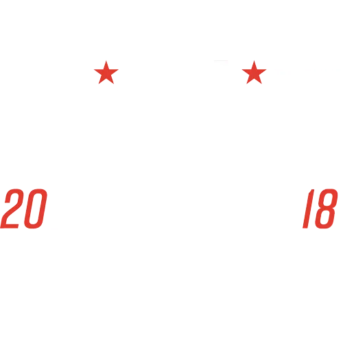 Blaues Grafikdesign mit Text "Make ABI Great Again 20/18", Sternen und "RGU FIRST!".