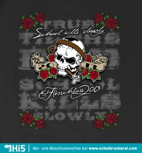 t-shirt_design_skull_and_roses School kills slowly design