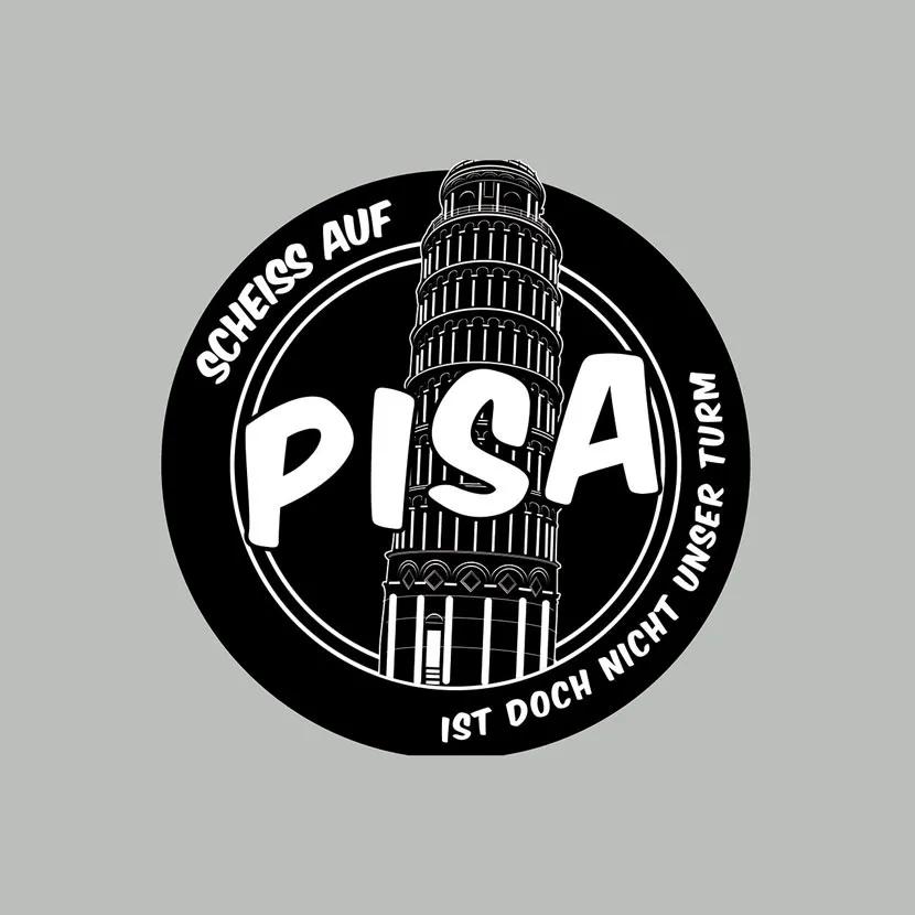 schwarzes_logo_mit_schiefer_turm_von_pisa Scheiss auf Pisa ist doch nicht unser Turm design